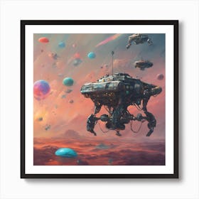 Spaceships And Planets Art Print