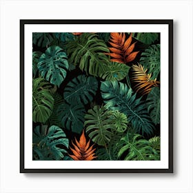 Tropical Leaves Seamless Pattern 1 Art Print