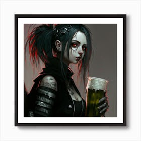 Gothic Girl Drinker Art Print