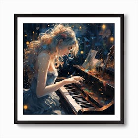 Piano Girl Art Print