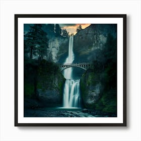 Multnomah Falls at sunset. Just one of many large waterfalls along the Columbia Gorge in Washington and Oregonn (29) Art Print