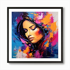  Portrait Art, Abstract Woman Face, Vibrant Colors Art Print