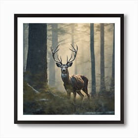 Deer In The Forest 224 Art Print