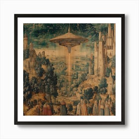 Alien Invasion Ancient Tapestry 4 Art Print