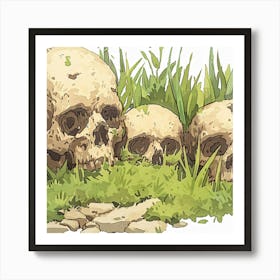 Skulls In Grass Art Print