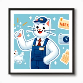 Cat With Stickers Art Print