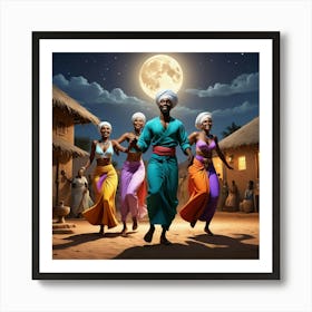 African Dancers At Night 4 Art Print