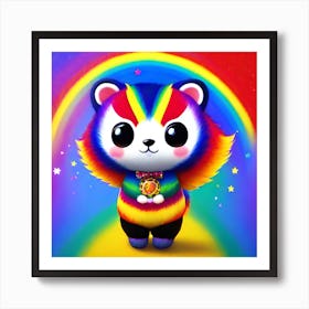 Rainbow kawaii anime Panda Art Print