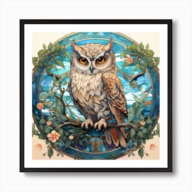 Owl In Stained Glass Poster