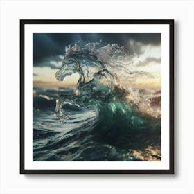 Horse In The Sea Art Print