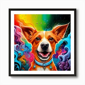 Happy Dog Splash Art Style Art Print