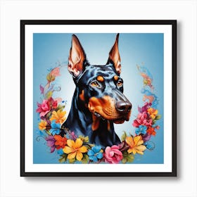 Doberman Canvas Art Art Print