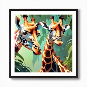 Giraffes In The Jungle 5 Art Print