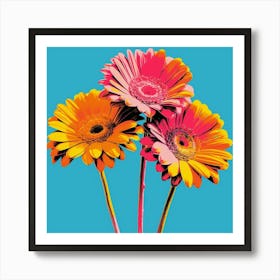 Andy Warhol Style Pop Art Flowers Daisy 3 Square Art Print