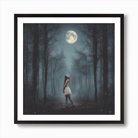 Full Moon In The Forest Art Print