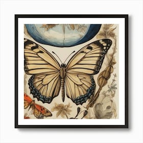 Butterflies And Flowers Art Print