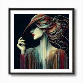 Abstract Woman With A Hat Art Print