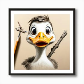 Duck Drawing 7 Art Print