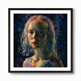 'The Girl With The Rainbow Hair' Art Print