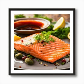 Salmon On A Plate Art Print