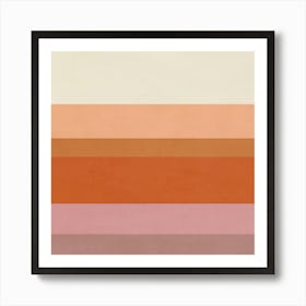 Orange And Beige Stripes Art Print