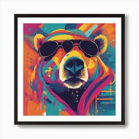 Bear, New Poster For Ray Ban Speed, In The Style Of Psychedelic Figuration, Eiko Ojala, Ian Davenpor (1) Art Print