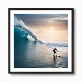 Surfer Riding A Wave Art Print