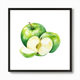 Green Apples Watercolor Painting Art Print