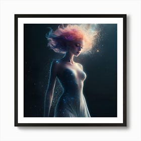 Girl In Space Art Print