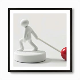 Man Pulls A Red Ball Art Print