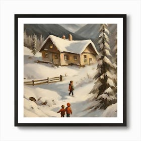 Children In The Snow 1 Art Print