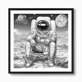 A Chair In Cosmonaut Suit Wandering In Space 2 Art Print