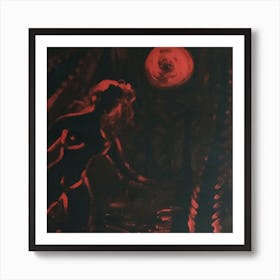 Woman and Mystic Full Moon Art Print