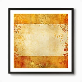 A Watercolor Illustration Of An Old Weathered Piece Of Paper Art Placed Against An Abstract Golden (5) Art Print