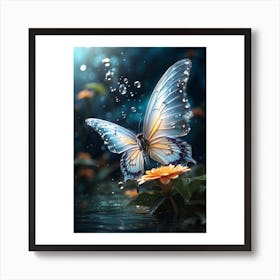 Butterfly In Water Art Print