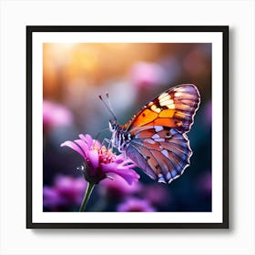 Butterfly On A Flower art print Art Print