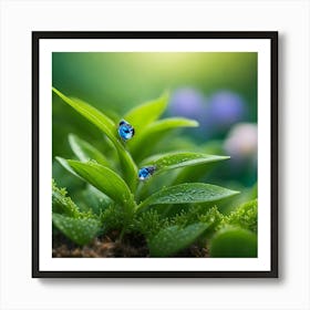 Water Droplets On A Plant Art Print