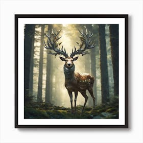 Deer In The Forest 51 Art Print