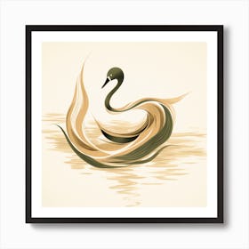 Swan In Water 2 Art Print