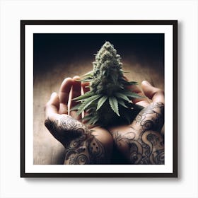 Hand Holding A Marijuana Plant Art Print