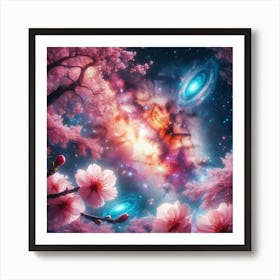 Cherry Blossoms In Space Art Print