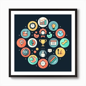 Business Icons In A Circle 1 Art Print