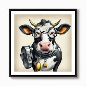 Cow In Glasses 1 Art Print