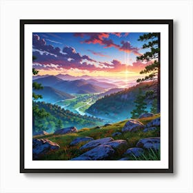 Sunset In The Mountains 25 Art Print