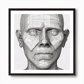 3d Model Of A Man'S Head Art Print