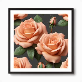 Peach Roses 6 Art Print