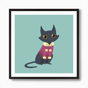 Cozy Cat Square Art Print