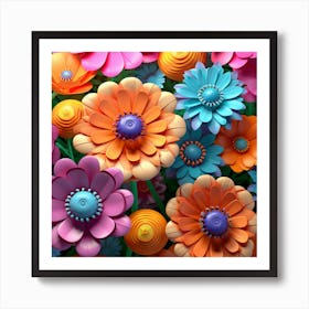 3d Flowers Art Print