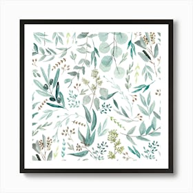 Eucalyptus Leaves Botanical Pattern Art Print