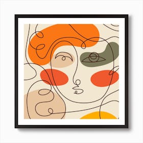 Abstract Woman's Face Single Line Art Print